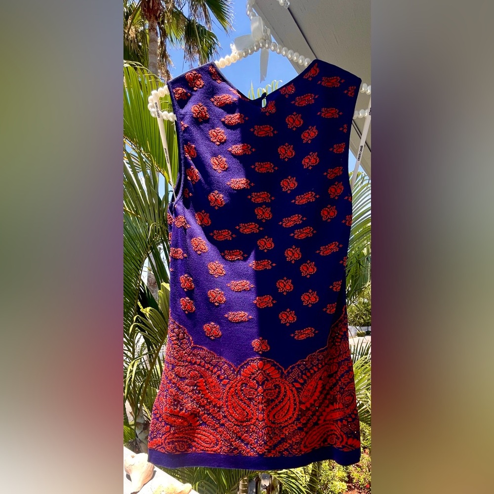 Robert Carvalli $1150. NWT Stunning Top Sz EU 38 Royal Blue & Burnt Orange - Picture 11 of 16